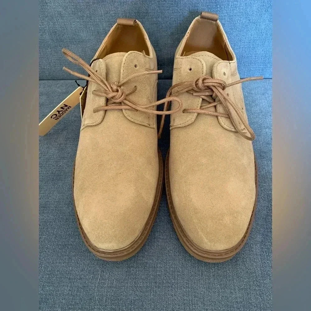 Men’s Madden NYC Taupe Suede Terry Lace Up Professional Dress Up Shoes Size 9.5